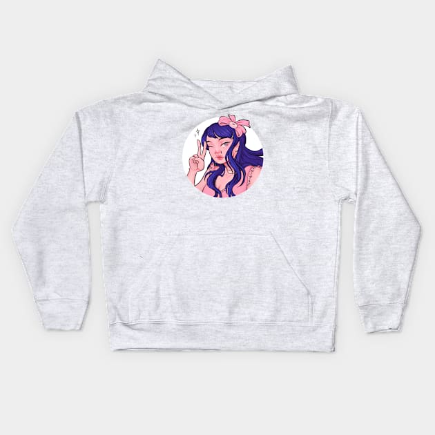 Sayaka Sticker Kids Hoodie by acearose